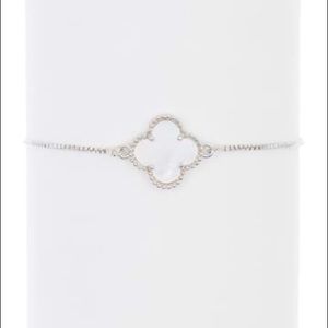 Silver Mama Mother of Pearl Quatrefoil Bracelet
